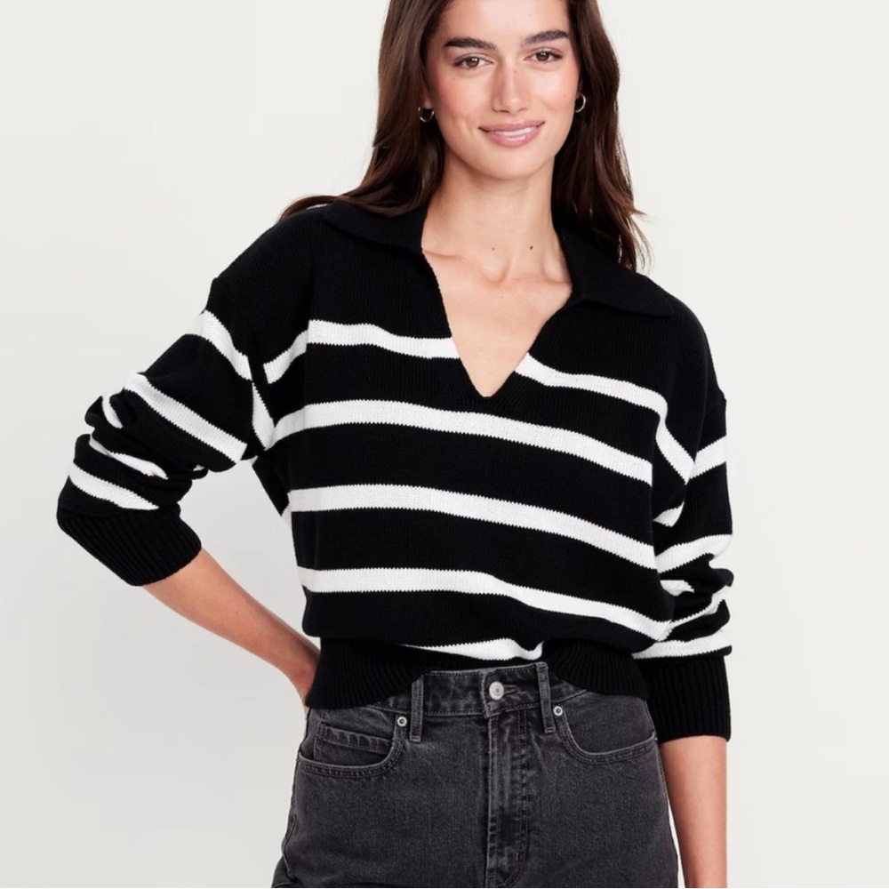 Striped Women's Polo Sweater